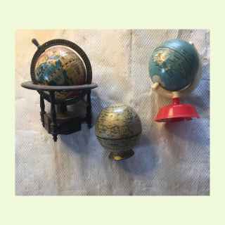 3 Miniature Terrestrial Globe Pencil Sharpeners..