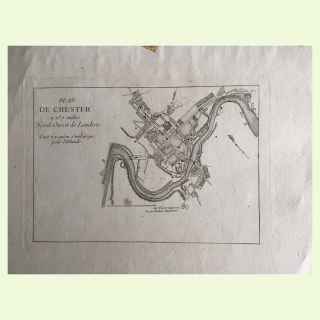 Plan de CHESTER a 187 miles Nord Ouest de London. Cest iey quon s'embarque pour l Ireland.