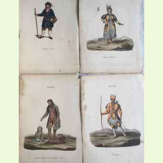 8 odd aquatints Russian costume prints.