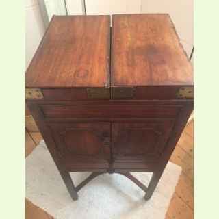 Georgian Mahogany tray-top campaign / wash stand + small cupboard.