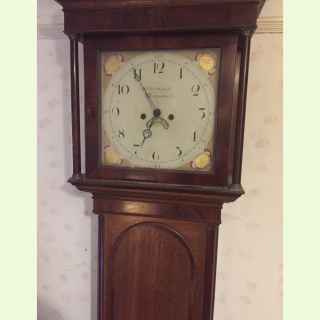 MAHOGANY OAK INLAY CASE, 30 HOUR LONGCASE CLOCK BY THOMAS RUSSELL OF LANCASTER.