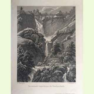 La cascade superieure du Reichenbach.--The upper waterfall Reichenbach.