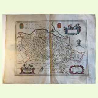 Denbigiensis Comitatus et Comitatus Flintensis.  (Antique Map of Denbighshire and Flintshire.)