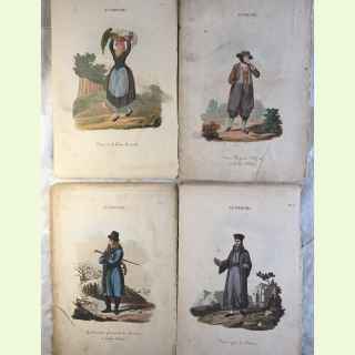 5 odd aquatint Austrian costume prints.